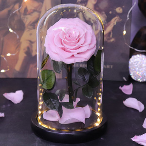 Nuovo prodotto lancio all'ingrosso di <span class=keywords><strong>rose</strong></span> conservate per regali di natale scatola regalo di fiori caldi con cupola in vetro acrilico - Product Image 4