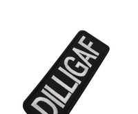 Broderie de qualité personnalisée DILLIGAF couleur noire couture sur tissu vêtements Patch de lettre avec visage en cerceau