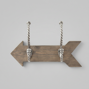 Gancho de pared premium con forma de flecha, diseño pulido de madera y metal, perfecto para decoración elegante del hogar y soluciones de almacenamiento de llaves. - Product Image 1