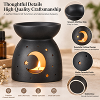 En gros, Brûleur en céramique noire pour cire fondue et huiles essentielles, style Gothique Halloween, Porte-bougie chauffe-plat, Décoration d'intérieur Aromathérapie
