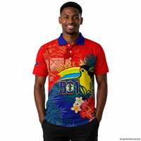 Polo personnalisé pour la Journée de l'Indépendance du Belize 1981 avec logo de Tucan à bec en bec de canard, T-shirt polo personnalisé avec logo Belize