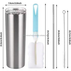 USA kho 20oz đôi tường thăng hoa khoảng trống cốc thép không gỉ Tumblers với rơm và cao su dưới - Product Image 2