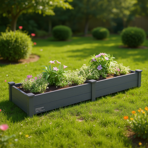 Jardinera Elevada de Madera de Abeto Gris 80x20x20 cm, Diseño Rústico Sólido para Plantar Flores en Exteriores - Product Image 2