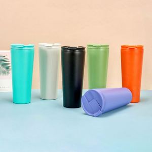 Hight Quality Reusable Travel Mug <b>Cups</b> Powder Coated Coffee <b>Cups</b> 12oz Stainless Steel Vacuum Tumbler with Lid - Product Image 1