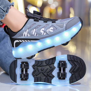 Flashing Roller Shoes For Children Mesh Material Inline Skate Wheel Plastic <b>Shell</b> With Led <b>Light</b> Up Feature - Product Image 1