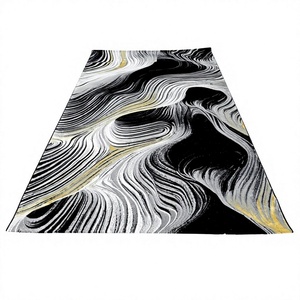 Tapis turc moderne en polyester Adiva Plush, motif puzzle carré de Gaziantep, avec envers en jute, fabriqué à la machine, résistant aux taches, usage commercial - Product Image 1