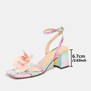 Nuevos Zapatos de Tacón Grueso con Hebilla Decorada con Orquídeas de Mariposa para Mujer, Serie de Contraste de Color, para Fiestas y Desfiles de Moda - Product Image 4