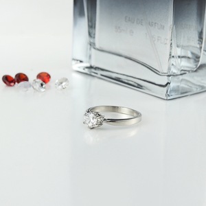 yunnique Unisex Diamond <b>Ring</b> <b>Silver</b> Claw Setting Engagement Fashion <b>Ring</b> Geometric Design Jewelry - Product Image 4