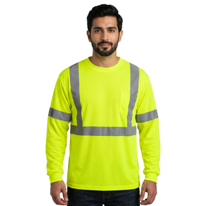 OEM Customized Logo Security <b>Shirt</b> Class 2 <b>Hi</b> <b>Vis</b> Breathable Unisex Cotton/Polyester Reflective Full/Short Sleeves - Product Image 1