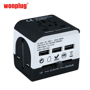 Universal a <span class=keywords><strong>UK</strong></span>/AU/EU/US Italia <span class=keywords><strong>España</strong></span> Adaptador de enchufe de viaje 5V 3A 3usb Adaptador internacional Enchufe Mini Kit de viaje de bolsillo - Product Image 6