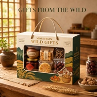 Boîte Cadeau Spécialisée Mountain Wild Gifts avec Poignée en Corde et Fenêtre, Emballage en Carton Personnalisé pour Produits Locaux