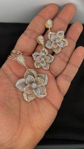 High on Demand Fashion <b>Jewellery</b> Earring with Pendant <b>Set</b> with 14 kt Real White <b>Gold</b> for Anniversary Gifting Use - Product Image 3