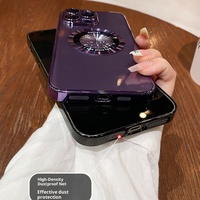Coque de téléphone magnétique antichoc en TPU transparent électrolytique de luxe pour 15 Pro Max/14/13 avec protection de film d'objectif