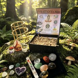 Kit de 25 pierres de cristal naturelles avec baguette de sélénite, pierres roulées, cristaux d'améthyste pour la méditation et la guérison spirituelle - Product Image 1