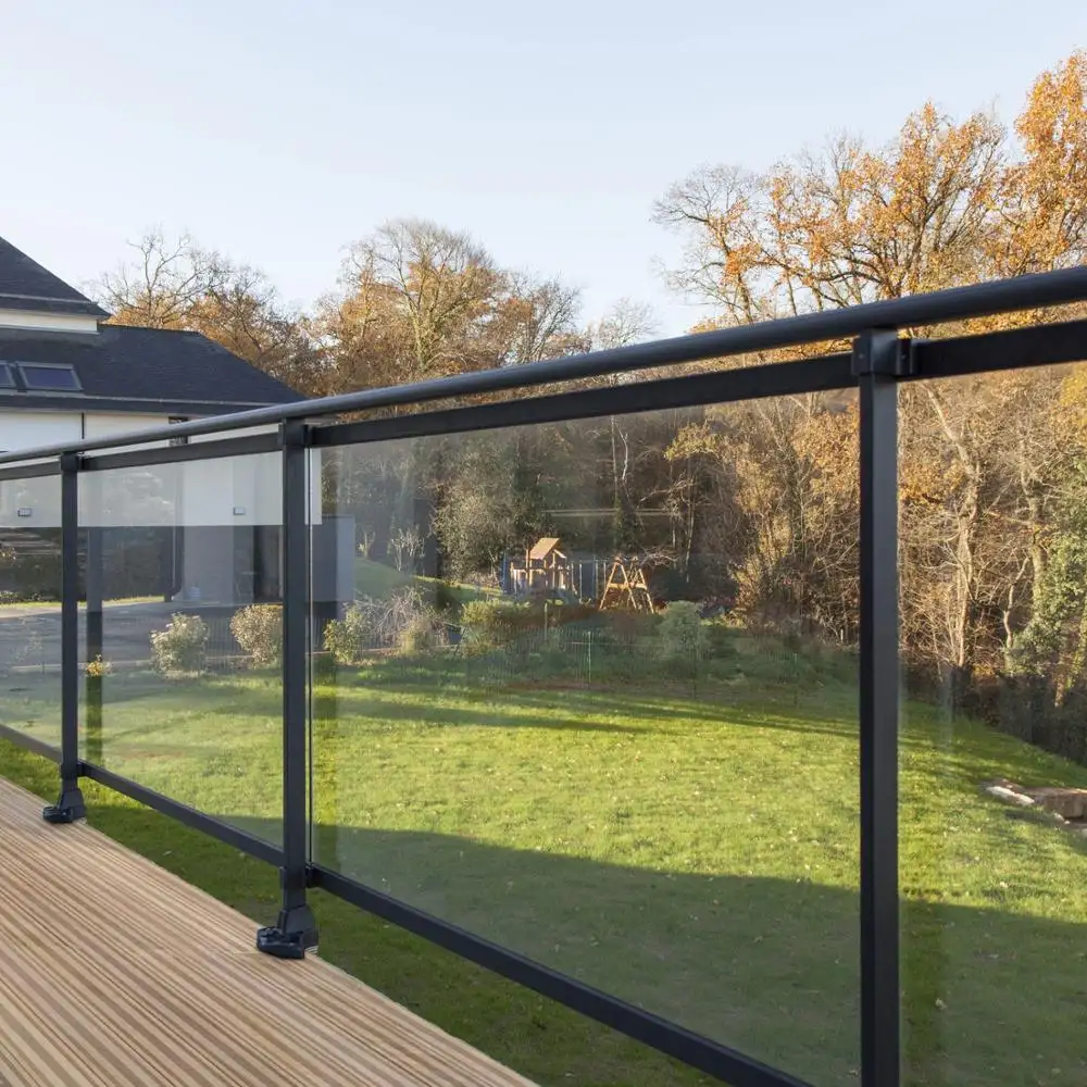 Outdoor aluminium preis glas geländer/balkon glas geländer