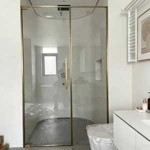 Cabine de douche moderne avec cadre doré en verre trempé de 8 mm, acier inoxydable 304, sans fuite, OEM/ODM acceptés, rénovation hôtelière - Product Image 4