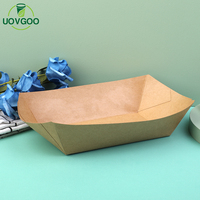 Plateau de hot-dog alimentaire en papier kraft jetable en forme de bateau personnalisé d'usine plateau de nourriture en papier de cuisson pour gâteau