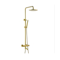Système de douche thermostatique de luxe moderne en or brossé avec mitigeur de pluie et garantie de 3 ans