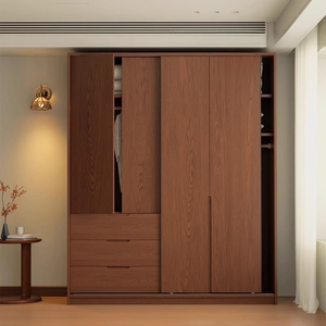 Armoire en bois sur mesure pour chambre d'amis, avec tringle à vêtements et rangements ajustables, design classique à portes battantes - Product Image 3