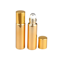Bouteille à rouler liquide cosmétique dorée de 5ml 10ml Bouteille à rouleau de parfum Bouteilles en verre sérigraphiées avec bouchon à vis Emballage vide