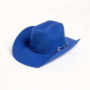 Chapeau de cowboy d'hiver personnalisé de haute qualité, chapeau Fedora en feutre de laine australienne 100% de haute qualité, chapeau de cowboy bleu en gros pour hommes - Product Image 2