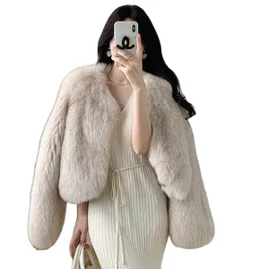 Popular 100% Real Fox Fur Coat Mulheres Inverno Quente Outwear Com Genuine Calor Casaco De Pele De Raposa para as mulheres