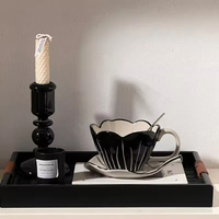 Vente directe usine – Tasse en céramique noire et blanche, design japonais moderne, peinte à la main sous glaçure, durable et alimentairement sûre