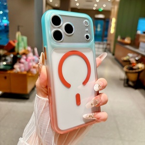 Funda Magnética Transparente con Degradado de Moda para iPhone 13 14 15 16 17 Pro Max Air, Carga Inalámbrica, Cubierta Protectora Trasera - Product Image 1