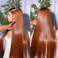 Perruque de cheveux humains vierges bruts vietnamiens originaux, couleur chocolat miel, Super Double Drawn, sans colle, avec frontale en dentelle HD, perruque naturelle