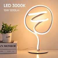 Lampe de table LED chromée à lumière du jour, nouveau design, forme spirale irrégulière, lampe de bureau artistique, abat-jour en métal, alimentation CC
