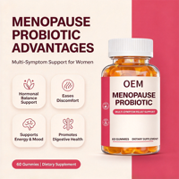Gummies Probiotiques pour la Ménopause, 60 Unités, Complément Alimentaire, Marque Privée Disponible pour Femmes, Usage Quotidien