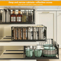 Organisateur de cuisine en métal pour armoire de bureau, tiroir de rangement extensible pour ustensiles de cuisine et épices, avec système de tirage à fil