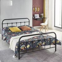Vintage Metallbettgestell Queen-Size Antikes Eisenbettgestell Viktorianisches Dekoratives Kopfteil Plattformbett für Airbnb Apartment Hotel