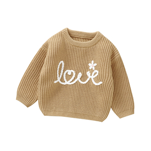 Mimixiong Top vente ropa de bebes vêtements doux pour nouveau-né bébé filles garçons à la main amour broderie à manches longues pull en tricot - Product Image 3