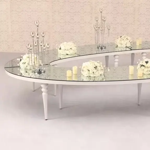 2023 white wedding table with mirror top for wedding decoration