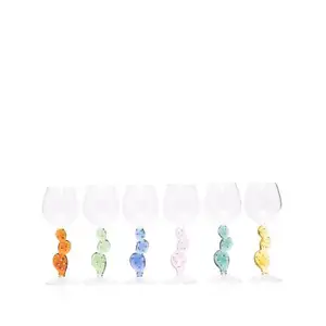 Wholesale Factory Price Irregular Cactus Shaped Handmade Custom Color Glass Goblets