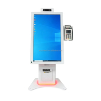 Kiosque à écran tactile de 24, 27 et 32 pouces avec ouverture latérale, terminal d'inscription en libre-service pour hôtel, terminal de check-in automatique avec distributeur de cartes, NFC