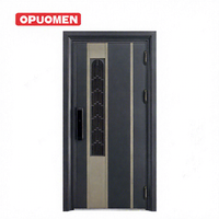Porte d'entrée moderne en aluminium OPUOMEN pour villa, avec isolation, sécurité et prévention incendie 3H, idéale pour appartements, hôtels et hôpitaux