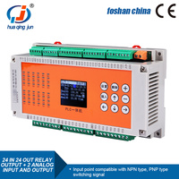 Huaqingjun 24DI 24DO Salidas de relé Temporizador PLC Entradas analógicas de 2 canales Salidas 0-20mA 4-20mA Controlador PLC para sensores