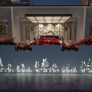 Jardinières carrées modernes avec motif feuille, pots de fleurs d'extérieur pour centre commercial, design minimaliste - Product Image 2
