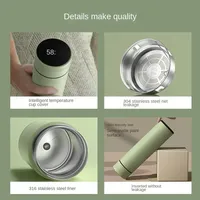Thermos intelligent de 480 ml en acier inoxydable 304 avec affichage de la température, étanche, à double paroi sous vide