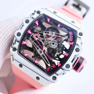 Reloj Deportivo y Casual Ligero con Esfera en Forma de Tonneau, Totalmente Esqueletizado, en Rosa y Blanco. - Product Image 3