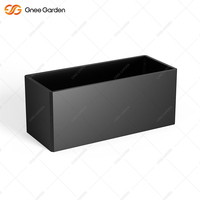 Pot de fleurs de jardin rustique traditionnel écologique en acier galvanisé noir de style américain, sculpté à la main et personnalisé