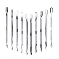 Coupe-cuticules double face en acier inoxydable, nettoyeur et dissolvant de vernis à ongles, ensemble réutilisable pour manucure et pédicure