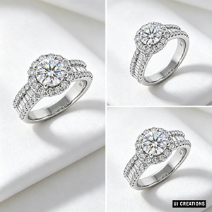 Anillo de Boda Personalizado de Plata Chapada en Oro de 14K con Diamante Redondo de 2.00 Quilates, Cultivado en Laboratorio, Corte Brillante, Calidad VVS-VS, para Fiesta - Product Image 3