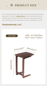 Table d'appoint en forme de C en bois <span class=keywords><strong>massif</strong></span> de noyer américain moderne et minimaliste, personnalisable, pour les petits espaces ou l'utilisation d'un ordinateur portable - Product Image 6