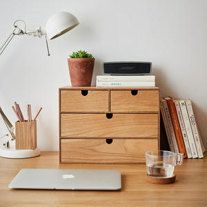 <strong>Mini</strong> Tabletop Modern Wood Desktop Desk Organizer with <strong>Drawers</strong> Wall Mounted Beech and Walnut Color Home Decor Display - Product Image 1