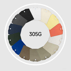 Vente en gros poids lourd 305 grammes 100% coton Vintage col rond plaine hauts surdimensionné goutte épaule T-Shirt hommes - Product Image 1