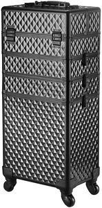<span class=keywords><strong>Valise</strong></span> à roulettes de maquillage bleu brillant 4 en 1, <span class=keywords><strong>valise</strong></span> à roulettes verrouillable pour cosmétiques, maquillage, artiste des ongles, voyage, train - Product Image 2