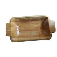 Handgemaakte houten dienblad van massief hout met dubbele handgrepen, op maat gemaakte ODM OEM houten fruitschaal, serveerblad voor eten, snacks, salade, thuisgebruik
